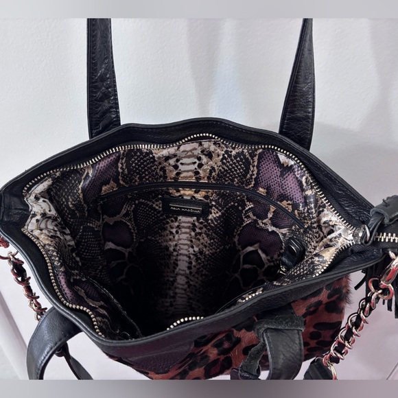 Aqua Madonna Cowhide Leopard Print Shoulder Bag Leather - Picture 4 of 6